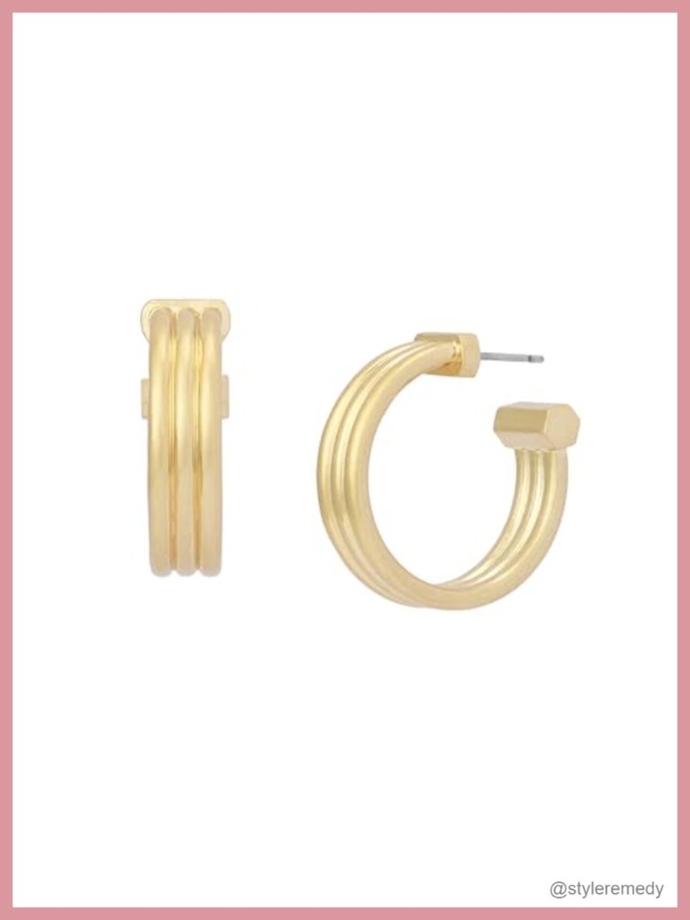 Multi Tube Medium Hoop Earrings Hypoallergenic Stainless Steel Push Back